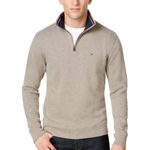 Tommy Hilfiger zip up sweater, tan, size S.